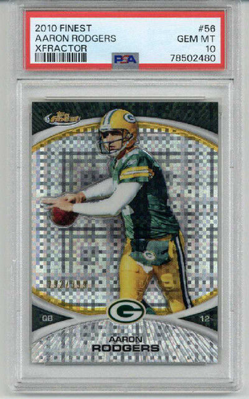 2010 TOPPS FINEST XFRACTOR #56 AARON RODGERS CARD PACKERS /399 PSA 10 LOW POP