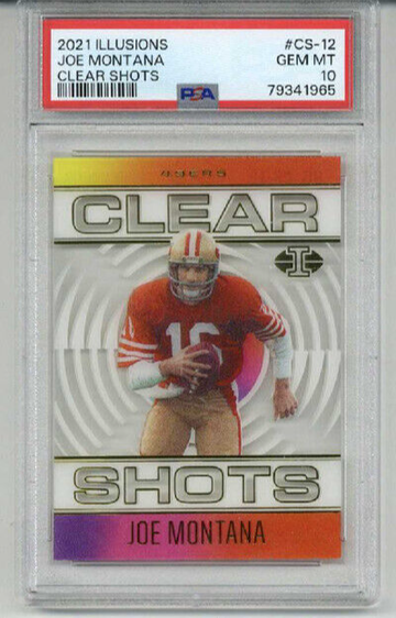 2021 PANINI ILLUSIONS CLEAR SHOTS #CS-12 JOE MONTANA 49ERS PSA 10 LOW POP