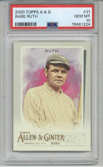 2020 TOPPS ALLEN & GINTER #31 BABE RUTH CARD NEW YORK YANKEES PSA 10 LOW POP