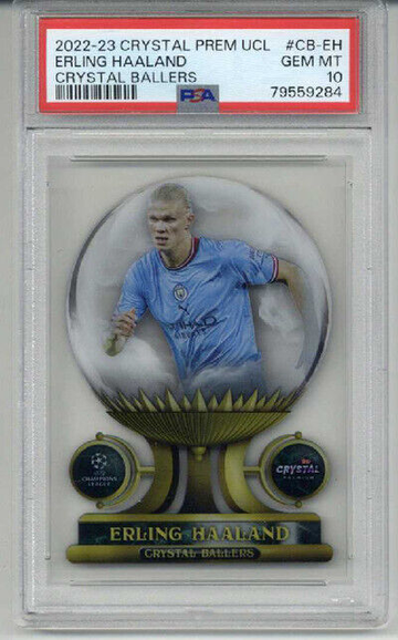 2022 TOPPS CRYSTAL PREMIUM CRYSTAL BALLERS ERLING HAALAND MAN CITY PSA 10
