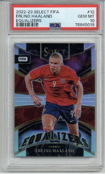2022-23 PANINI SELECT FIFA EQUALIZERS #12 ERLING HAALAND NORWAY PSA 10 LOW POP