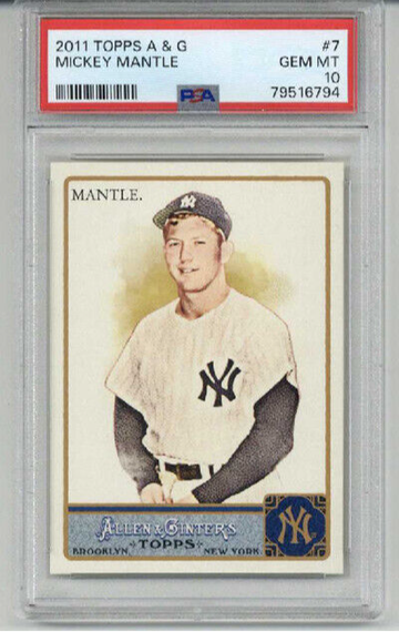 2011 TOPPS ALLEN & GINTER #7 MICKEY MANTLE CARD NEW YORK YANKEES PSA 10 LOW POP