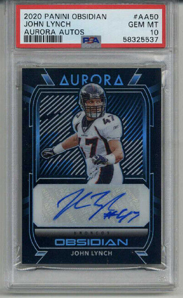 2020 PANINI AURORA AUTOS #AA50 JOHN LYNCH CARD LE /50 BRONCOS PSA 10