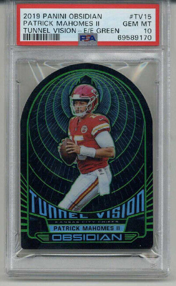 2019 PANINI OBSIDIAN TUNNEL VISION E/E GREEN PATRICK MAHOMES /25 PSA 10