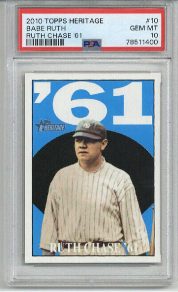 2010 TOPPS HERITAGE RUTH CHASE '61 #10 BABE RUTH CARD YANKEES PSA 10 LOW POP
