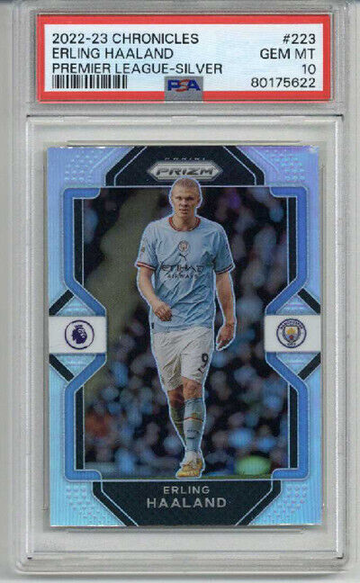 2022 PANINI CHRONICLES PREMIER LEAGUE SILVER ERLING HAALAND MAN CITY PSA 10