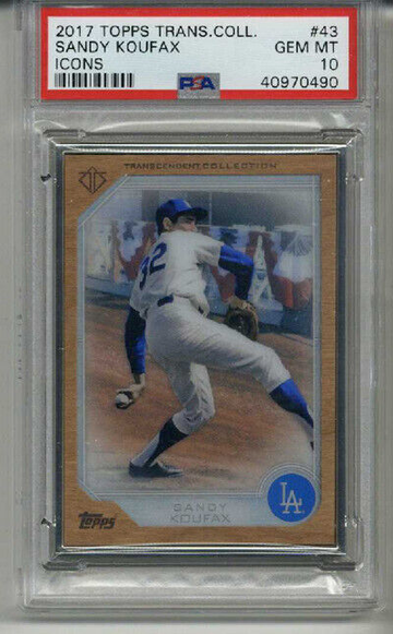 2017 TOPPS TRANSCENDENT COLLECTION ICONS #43 SANDY KOUFAX /87 PSA 10