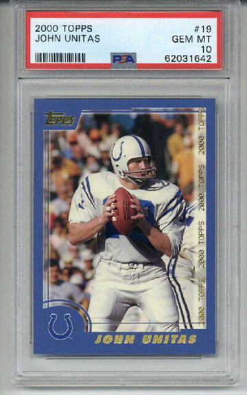2000 TOPPS #19 JOHNNY UNITAS CARD BALTIMORE COLTS PSA 10 GEM MINT LOW POP