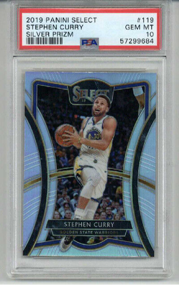 2019 PANINI SELECT SILVER PRIZM #119 STEPHEN STEPH CURRY WARRIORS PSA 10 LOW POP