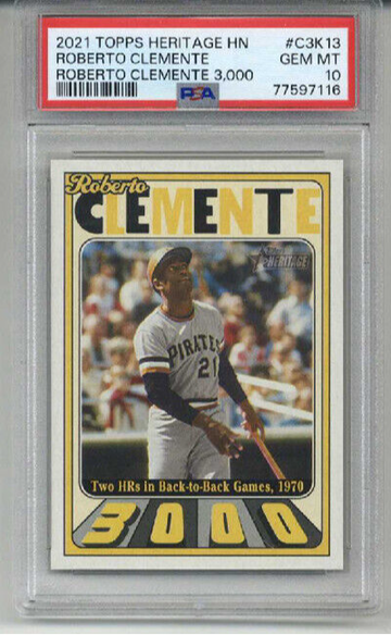 2021 TOPPS HERITAGE HIGH NUMBER 3000 HITS ROBERTO CLEMENTE PSA 10 LOW POP