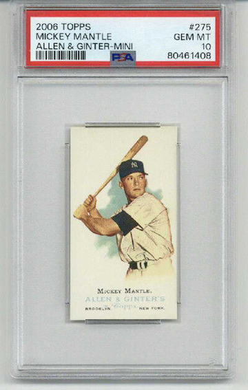 2006 TOPPS ALLEN & GINTER MINI #275 MICKEY MANTLE CARD YANKEES PSA 10 LOW POP