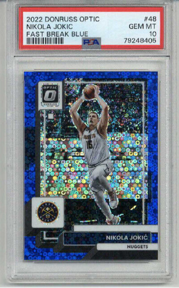 2022 PANINI DONRUSS OPTIC FAST BREAK BLUE NIKOLA JOKIC CARD /49 PSA 10 LOW POP