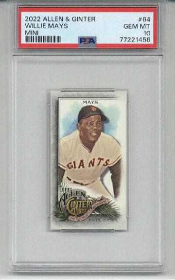2022 TOPPS ALLEN & GINTER MINI #64 WILLIE MAYS CARD GIANTS PSA 10 LOW POP