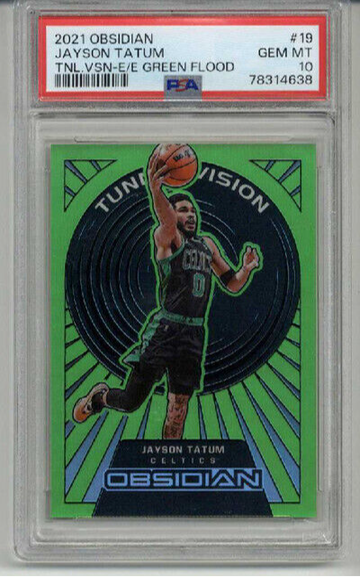 2021 PANINI OBSIDIAN TUNNEL VISION E/E GREEN FLOOD JAYSON TATUM PSA 10 LOW POP