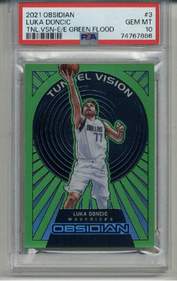 2021 PANINI OBSIDIAN TUNNEL VISION E/E GREEN #13 LUKA DONCIC PSA 10