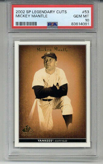 2002 UPPER DECK SP LEGENDARY CUTS #53 MICKEY MANTLE CARD YANKEES PSA 10 LOW POP