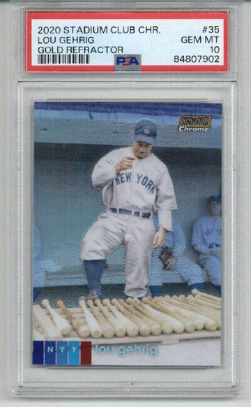 2020 TOPPS STADIUM CLUB CHROME GOLD REFRACTOR #35 LOU GEHRIG /50 PSA 10