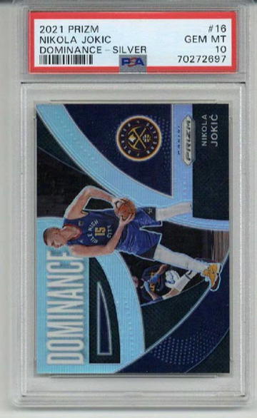 2021 PANINI PRIZM DOMINANCE SILVER #16 NIKOLA JOKIC NUGGETS PSA 10 LOW POP