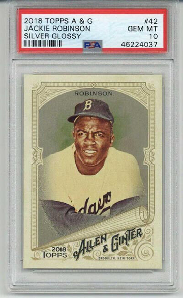 2018 TOPPS ALLEN & GINTER SILVER GLOSSY #42 JACKIE ROBINSON CARD PSA 10