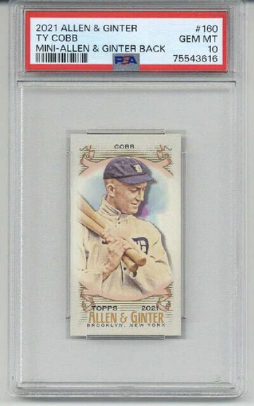 2021 TOPPS ALLEN & GINTER MINI ALLEN & GINTER BACK TY COBB TIGERS PSA 10