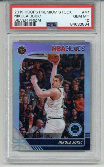 2019 PANINI HOOPS PREMIUM STOCK SILVER PRIZM #47 NIKOLA JOKIC PSA 10 LOW POP