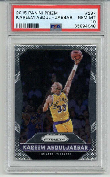 2015 PANINI PRIZM #297 KAREEM ABDUL JABBAR CARD LAKERS PSA 10 LOW POP