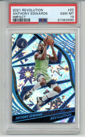 2021 PANINI REVOLUTION IMPACT #22 ANTHONY EDWARDS /149 TIMBERWOLVES PSA 10