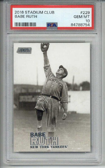 2016 TOPPS STADIUM CLUB #229 BABE RUTH CARD NEW YORK YANKEES PSA 10 LOW POP