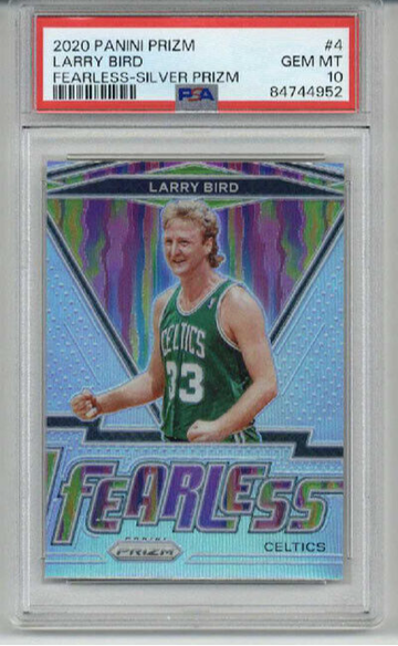 2020 PANINI PRIZM FEARLESS SILVER PRIZM #4 LARRY BIRD CELTICS PSA 10 LOW POP