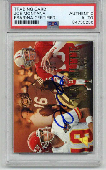 JOE MONTANA SIGNED AUTO 1995 PINNACLE TRIBUTE #193 SAN FRANCISCO 49ERS PSA/DNA