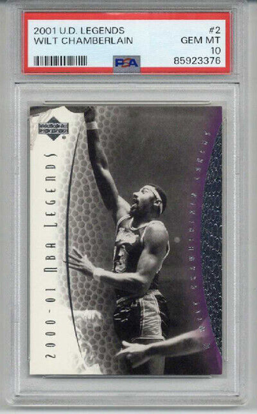 2001 UPPER DECK LEGENDS #2 WILT CHAMBERLAIN CARD LOS ANGELES LAKERS PSA 10