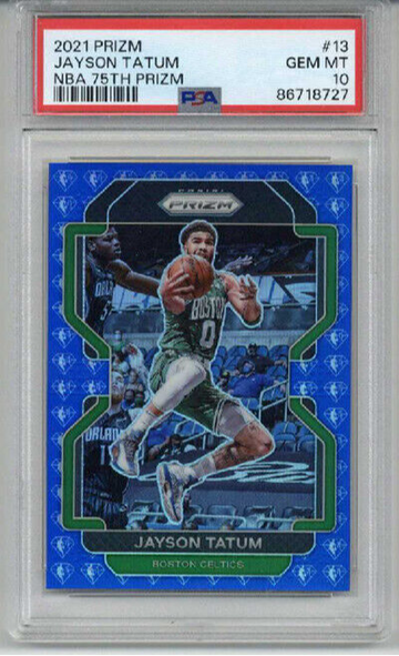 2021 PANINI PRIZM NBA 75TH PRIZM #13 JAYSON TATUM CARD BOSTON CELTICS PSA 10
