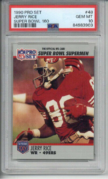 1990 PRO SET SUPER BOWL 160 #48 JERRY RICE CARD SAN FRANCISCO 49ERS PSA 10 RARE