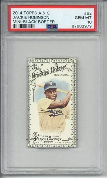 2014 TOPPS ALLEN & GINTER MINI BLACK BORDER#82 JACKIE ROBINSON CARD PSA 10