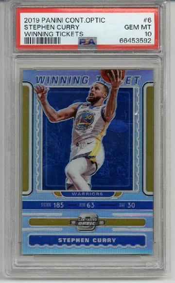 2019 PANINI CONTENDERS OPTIC WINNING TICKETS STEPHEN CURRY CARD PSA 10 LOW POP