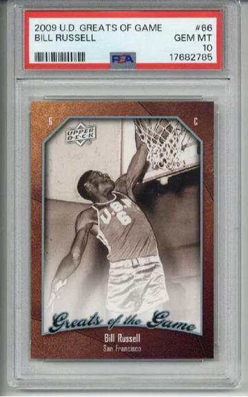 2009 UPPER DECK GREATS OF THE GAME BILL RUSSELL CARD USF CELTICS PSA 10 POP 1