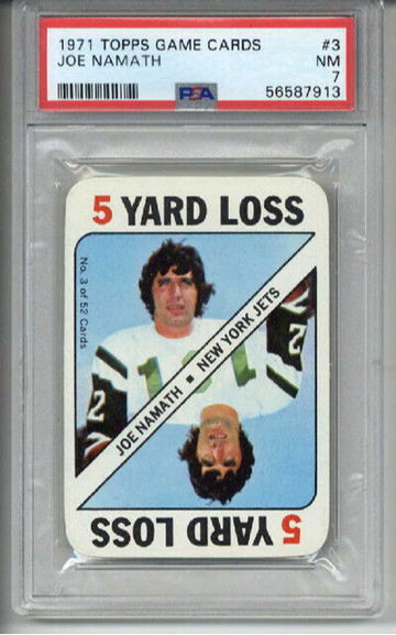 1971 TOPPS GAME CARDS #3 JOE NAMATH CARD NEW YORK JETS PSA 7 NEAR MINT RARE