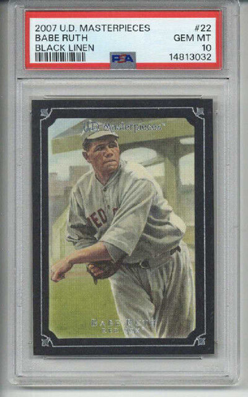 2007 UPPER DECK MASTERPIECES BLACK LINEN BABE RUTH CARD RED SOX /99 PSA 10