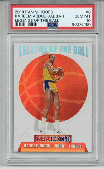 2019 PANINI HOOPS LEGENDS OF THE BALL #8 KAREEM ABDUL JABBAR PSA 10