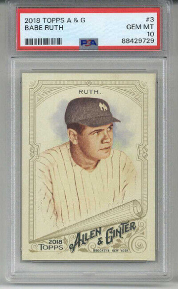 2018 TOPPS ALLEN & GINTER #3 BABE RUTH CARD NEW YORK YANKEES PSA 10 LOW POP RARE