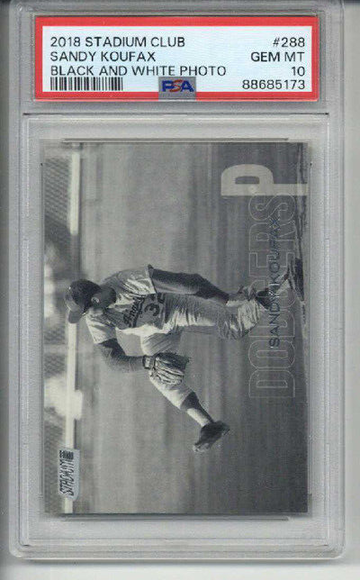 2018 TOPPS STADIUM CLUB BLACK AND WHITE PHOTO SANDY KOUFAX DODGERS PSA 10