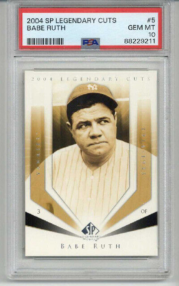2004 UPPER DECK SP LEGENDARY CUTS BABE RUTH CARD NEW YORK YANKEES PSA 10 LOW POP