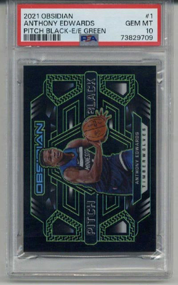 2021 PANINI OBSIDIAN PITCH BLACK E/E GREEN #1 ANTHONY EDWARDS /25 PSA 10 POP