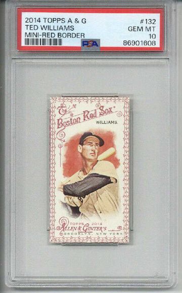 2014 TOPPS ALLEN & GINTER MINI RED BORDER TED WILLIAMS RED SOX PSA 10 LOW POP