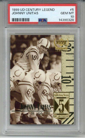 1999 UPPER DECK CENTURY LEGENDS #5 JOHNNY UNITAS CARD COLTS PSA 10
