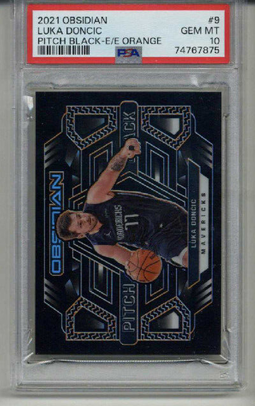 2021 PANINI OBSIDIAN PITCH BLACK E/E ORANGE #9 LUKA DONCIC /35 PSA 10 LOW POP