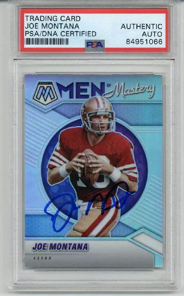 JOE MONTANA SIGNED AUTO 2021 PANINI MOSAIC MEN OF MASTERY 49ERS RARE PSA/DNA