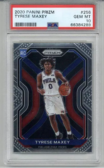 2020 PANINI PRIZM #256 TYRESE MAXEY ROOKIE RC CARD PHILADELPHIA 76ERS PSA 10