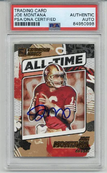 JOE MONTANA SIGNED AUTO 2021 PANINI DONRUSS ALL TIME GRIDIRON KINGS 49ER PSA/DNA
