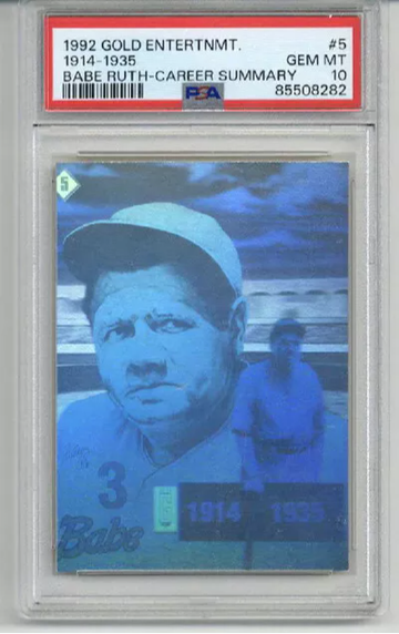 1992 GOLD ENTERTAINMENT CAREER SUMMARY 1914-1935 BABE RUTH YANKEES PSA 10